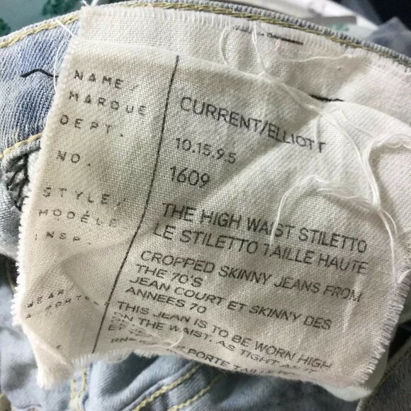 Current Elliot Gingham Checkered Crop Denim Pants - Picture 6 of 8